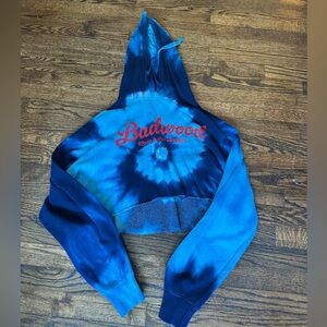Badwood Ski Mask Cropped Tie Dye Hoodie. SIze M